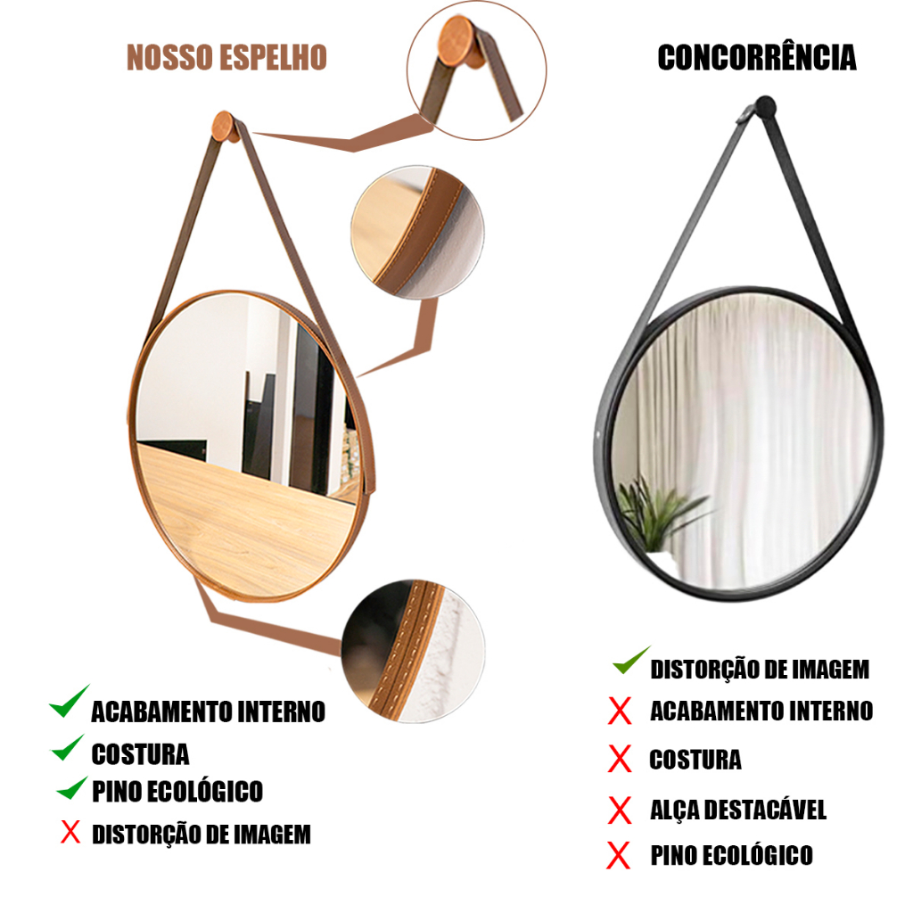 Espelho Adnet Couro Com Alça