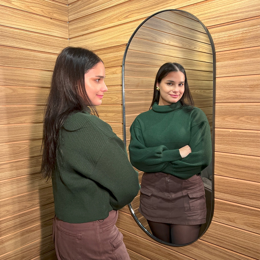 Espelho Organico Decorativo Grande - Modelo Capsula Com Suporte Incluso