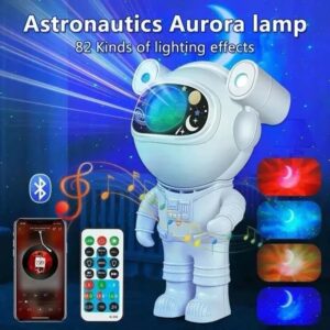 Luminaria Projetor De Luz Astronauta Lua Bluetooth Alto Falante Galaxy Ligth Estrelas Cor Da Estrutura Branco 110v/220v