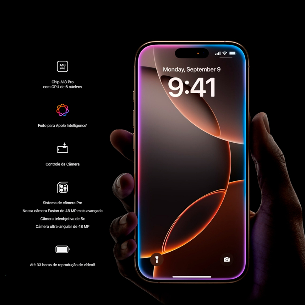 Celular iPhone 16 Pro Max 512gb 5g Dual E-sim Lacrado Original 1 Ano de Garantia Apple