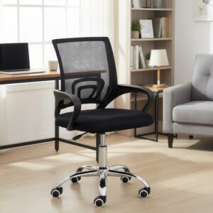 Cadeira De Escritório Tela Mesh Ribs Estofado Ergonômico Com Regulagem De Altura Base Giratória