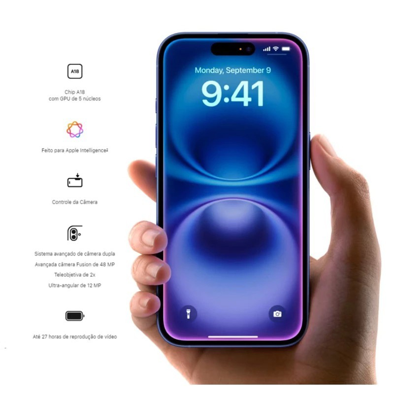 Celular iPhone 16 128GB Original Novo Lacrado com Garantia Apple de 1 ano