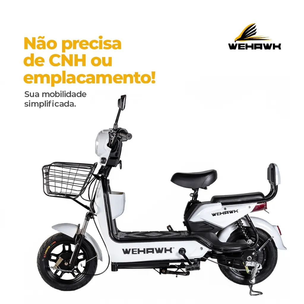 Bicicleta Elétrica 500W WeHawk WX-03 Basket – Bateria 48V 12Ah Removivel