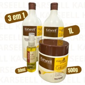 Kit Shampoo e Condicionador Karseell 1L + Máscara Karseell Oiginal 500g + Óleo Maca Essence 50ml