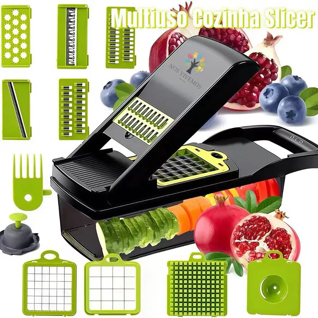 Profissional Multiuso Cozinha Slicer Aço Inox 16 em 1 Fatiador Cortador Ralador De Legumes Verduras Frutas Alimentos